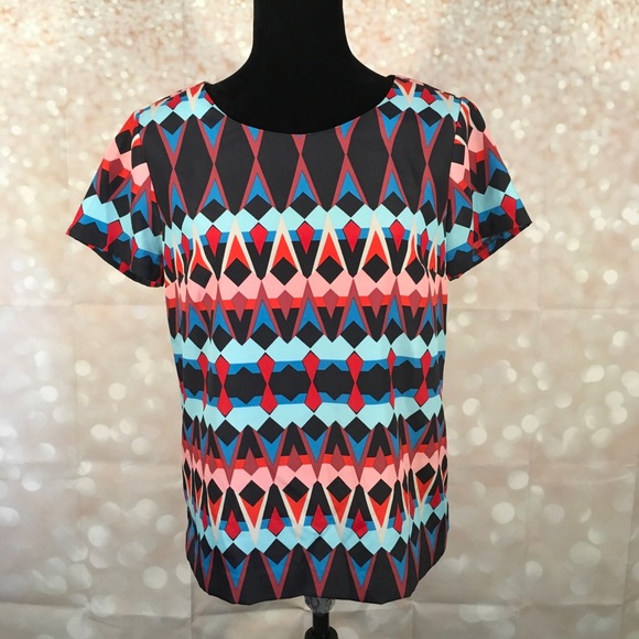 J. Crew Tops - J.Crew Multicolored Geometric Print Blouse